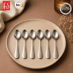 Chef Vicky Ratnani's Signature Collection By FnS Antico Stainless Steel Mirror Finish Baby Spoon 6 Pcs Set | Premium  classic elegance Handle Design, Durable and Safe, Ideal for Feeding, Stylish and Practical for Babies