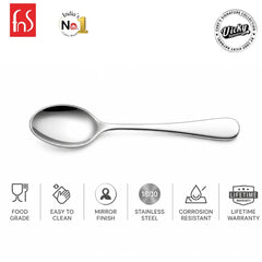 Chef Vicky Ratnani's Signature Collection By FnS Antico Stainless Steel Mirror Finish Baby Spoon 6 Pcs Set | Premium  classic elegance Handle Design, Durable and Safe, Ideal for Feeding, Stylish and Practical for Babies