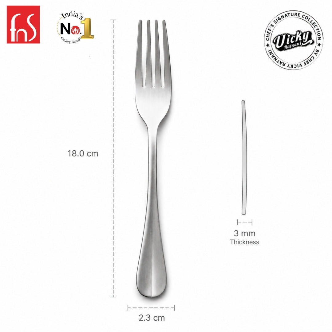 Chef Vicky Ratnani's Signature Collection By FnS Antico Stainless Steel Dessert Fork 6 Pcs Set | Premium classic elegance Handle Design Cutlery for Home, Dining & Kitchen