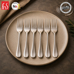 Chef Vicky Ratnani's Signature Collection By FnS Antico Stainless Steel Dessert Fork 6 Pcs Set | Premium classic elegance Handle Design Cutlery for Home, Dining & Kitchen