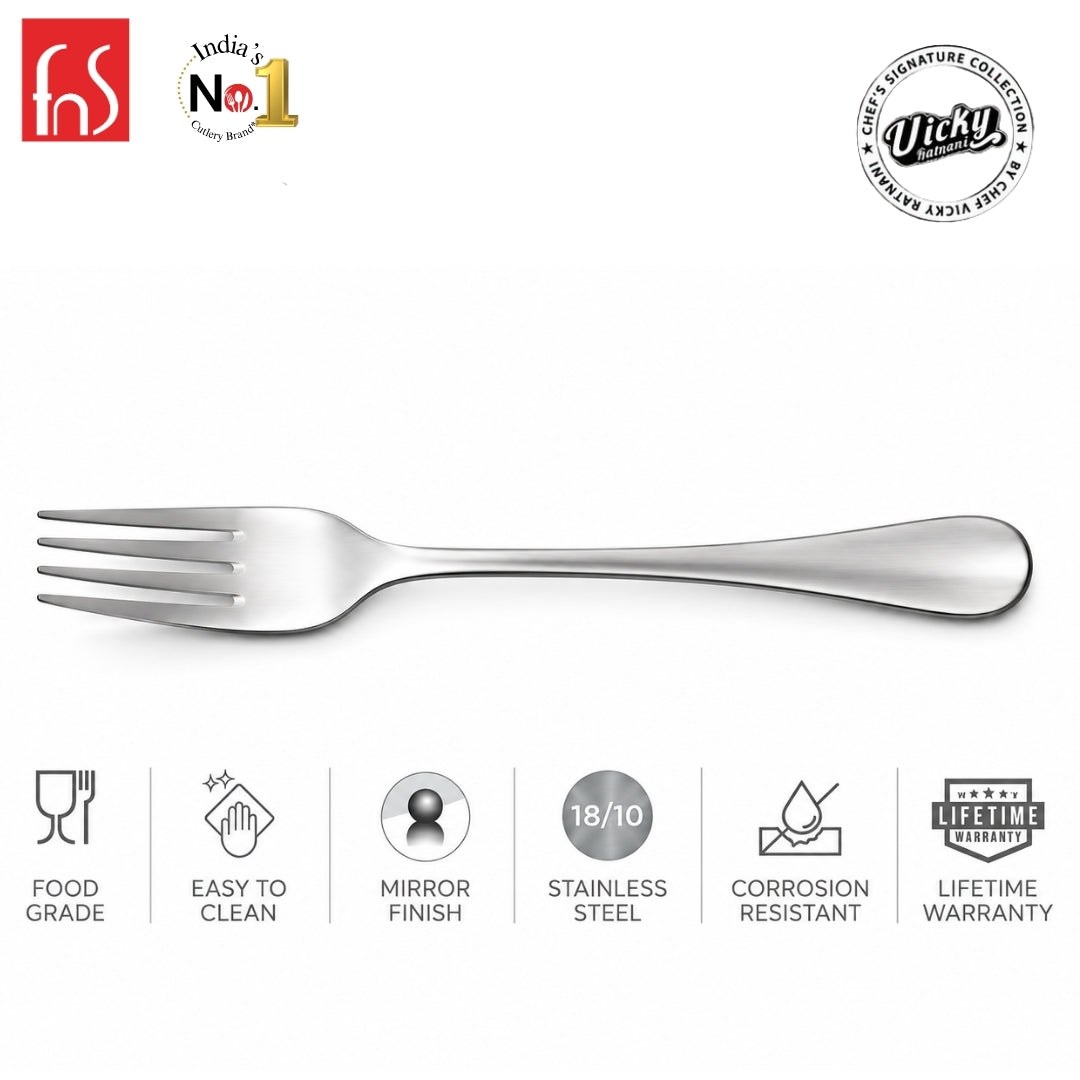 Chef Vicky Ratnani's Signature Collection By FnS Antico Stainless Steel Dessert Fork 6 Pcs Set | Premium classic elegance Handle Design Cutlery for Home, Dining & Kitchen