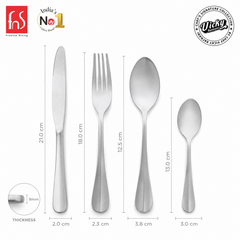Chef Vicky Ratnani's Signature Collection By FnS Antico Stainless Steel 24 Pcs Cutlery Set with Box Pack | 6 Dinner Spoon, 6 Dinner Fork, 6 Dinner Knife/Butter Knife, 6 Teaspoon | Premium classic elegance Handle Design Cutlery for Home, Dining & Kitchen