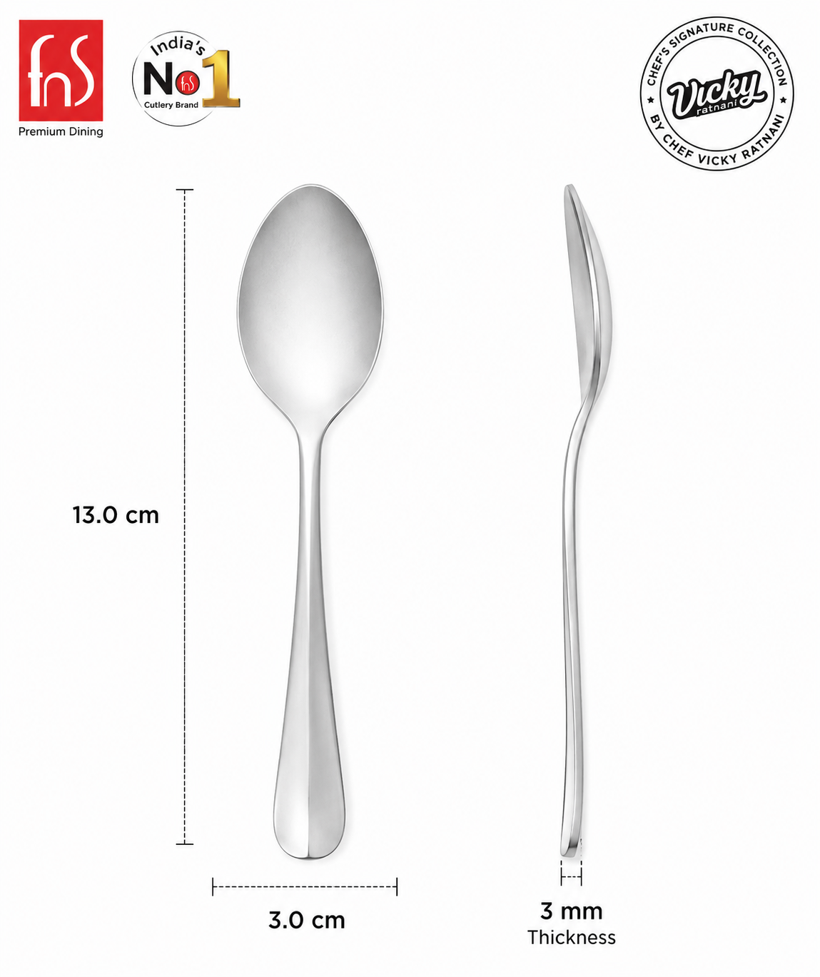 Chef Vicky Ratnani's Signature Collection By FnS Antico Stainless Steel Cutlery Teaspoon 6 Pcs Set | Premium classic elegance Handle Design Cutlery for Home, Dining & Kitchen