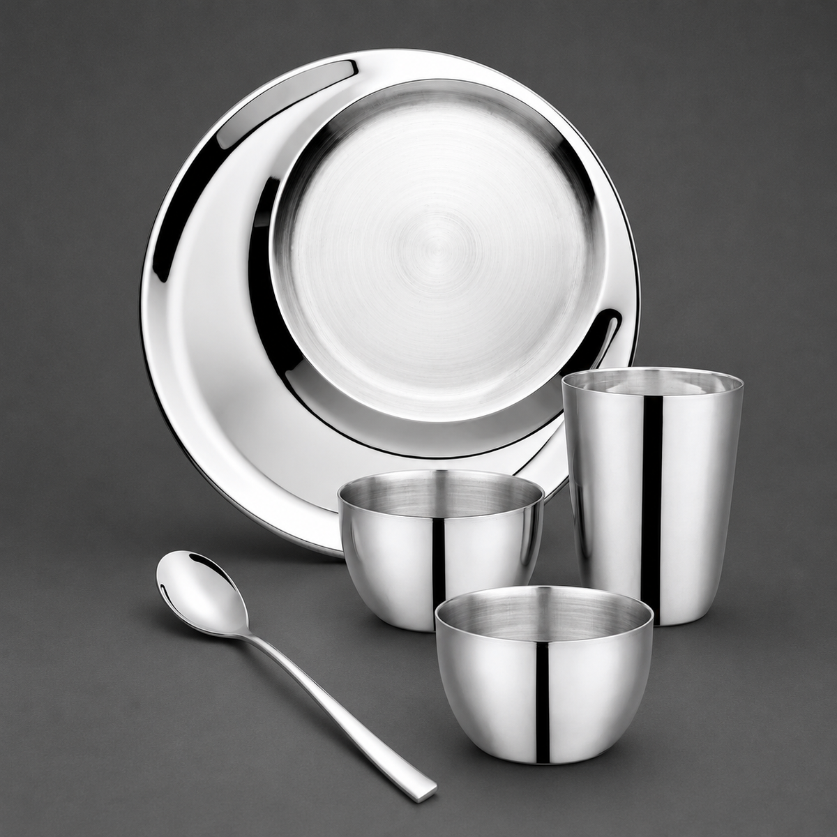 FnS Aristo Stainless Steel 5 pcs Dinner Thali Set
