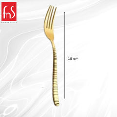 FnS Boston 6 Pcs Stainless Steel Gold Dessert Fork