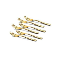 FnS Boston 6 Pcs Stainless Steel Gold Dessert Fork