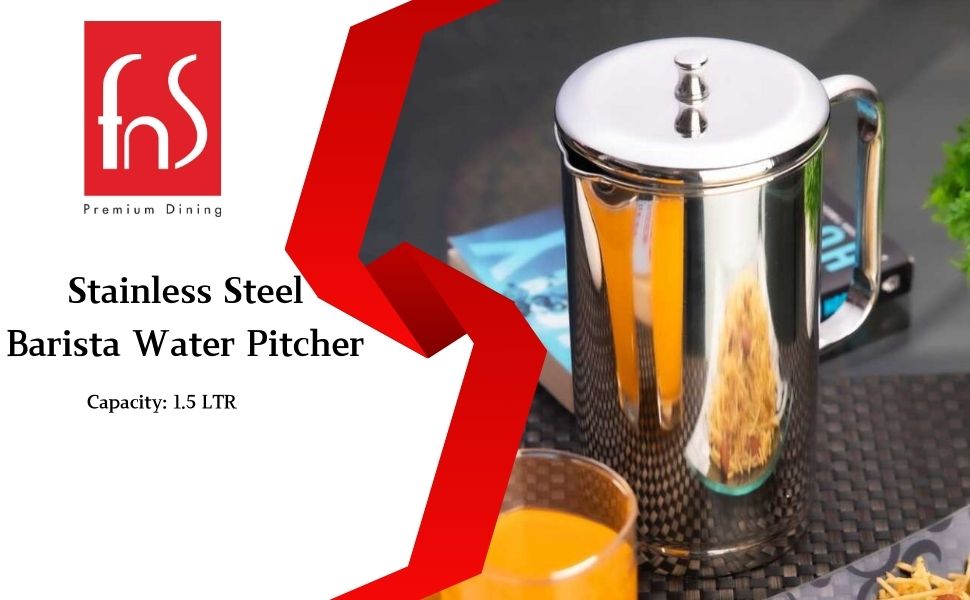 FnS Barista Everyday Stainless Steel Water Pitcher (1.5 LTR)