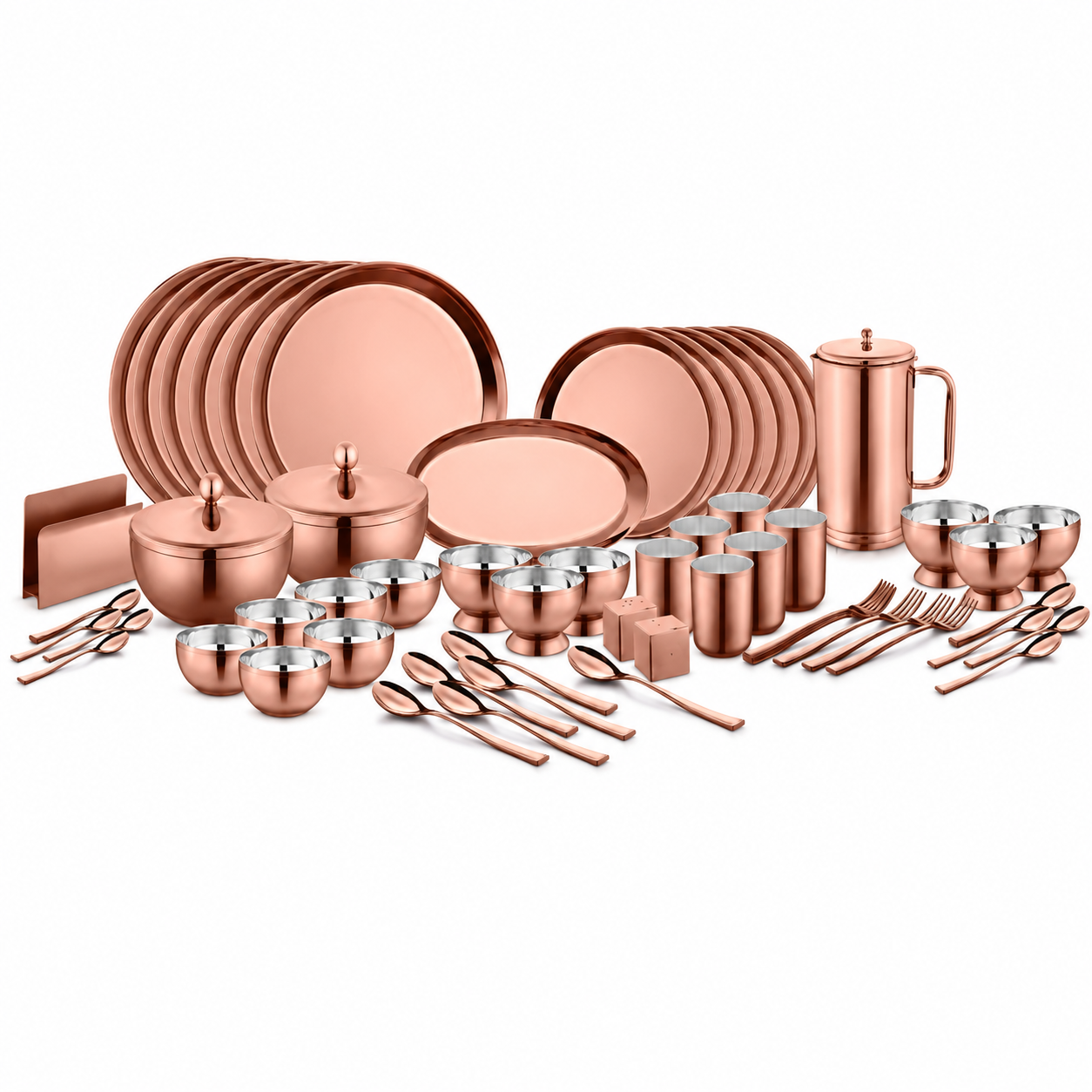 FnS BONBON Stainless Steel Dinner Set (78 Pcs, Rose Gold)
