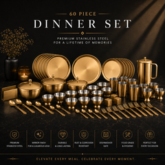 FnS BONBON Stainless Steel Dinner Set (60pcs, Rose Gold)
