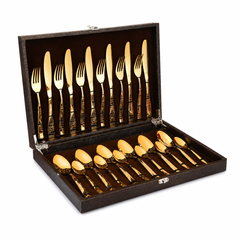 FnS Boston 24 Pcs Cutlery Set in Gift Box Packaging (6 Dinner Spoon, 6 Dinner Fork, 6 Teaspoon, 6 Dinner Knives)