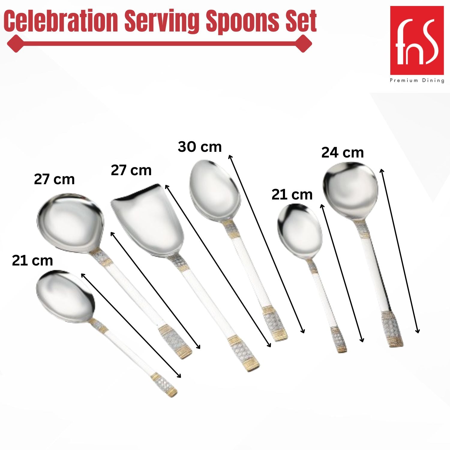 FnS Celebration Gold Plated 6 pcs Serving Spoon Set