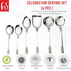 FnS Celebration Gold Plated 6 pcs Serving Spoon Set
