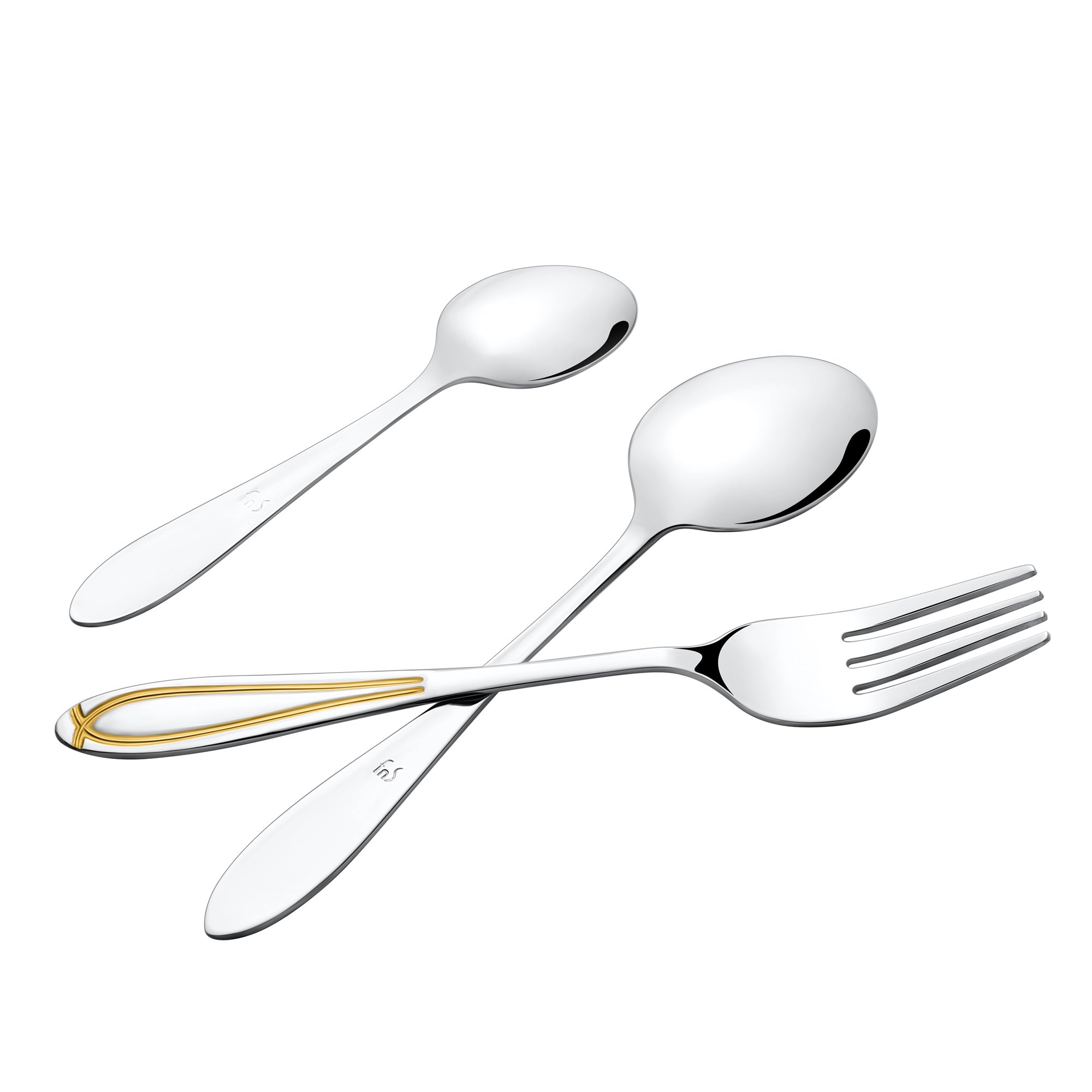 FnS Classic 24 Karat Gold Plated 18 Pcs Cutlery Set with Leatherette Box (6 Pc Dinner Spoons, 6 Pc Dinner Fork, 6 Pc Tea Spoons)