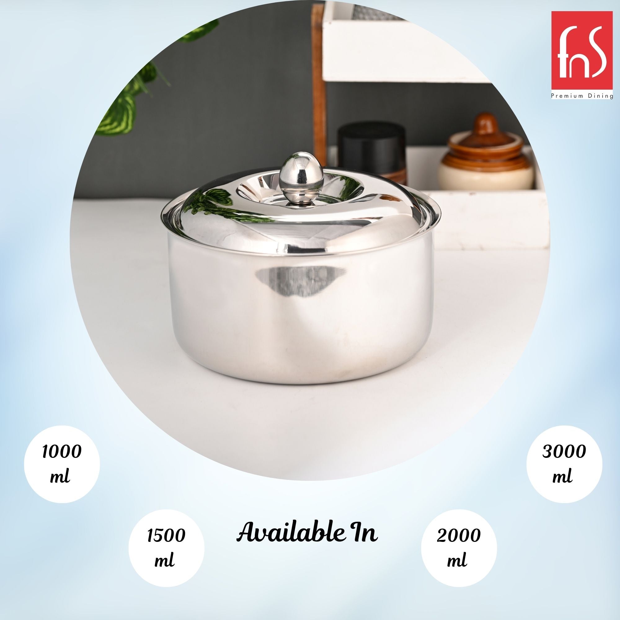 FnS Diva Stainless Steel Casserole (3000 ML)