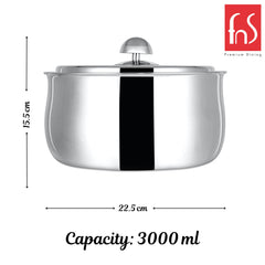 FnS Ebro Stainless Steel Casserole (3000 ML)