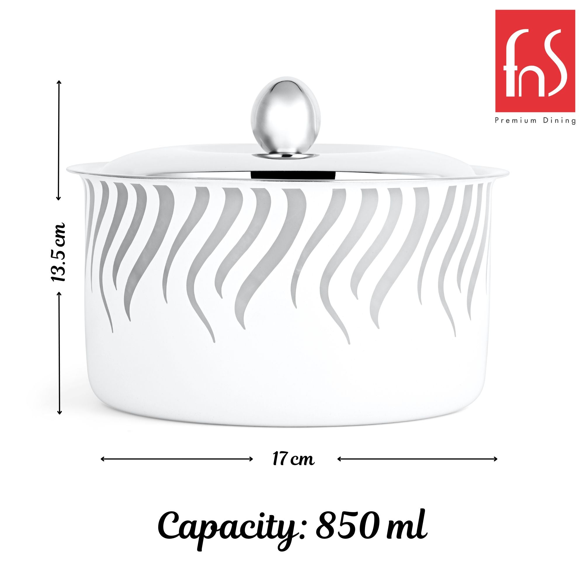 FnS Flame Stainless Steel Casserole (850ml)
