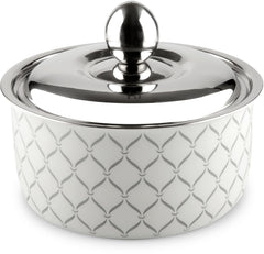 FnS Lecce Stainless Steel Double Wall Insulated Designer Casserole with Lid Elegant Hot Pot Food Warmer, Self Locking Press Lid, Hot Food Upto 8 Hour (850ml)