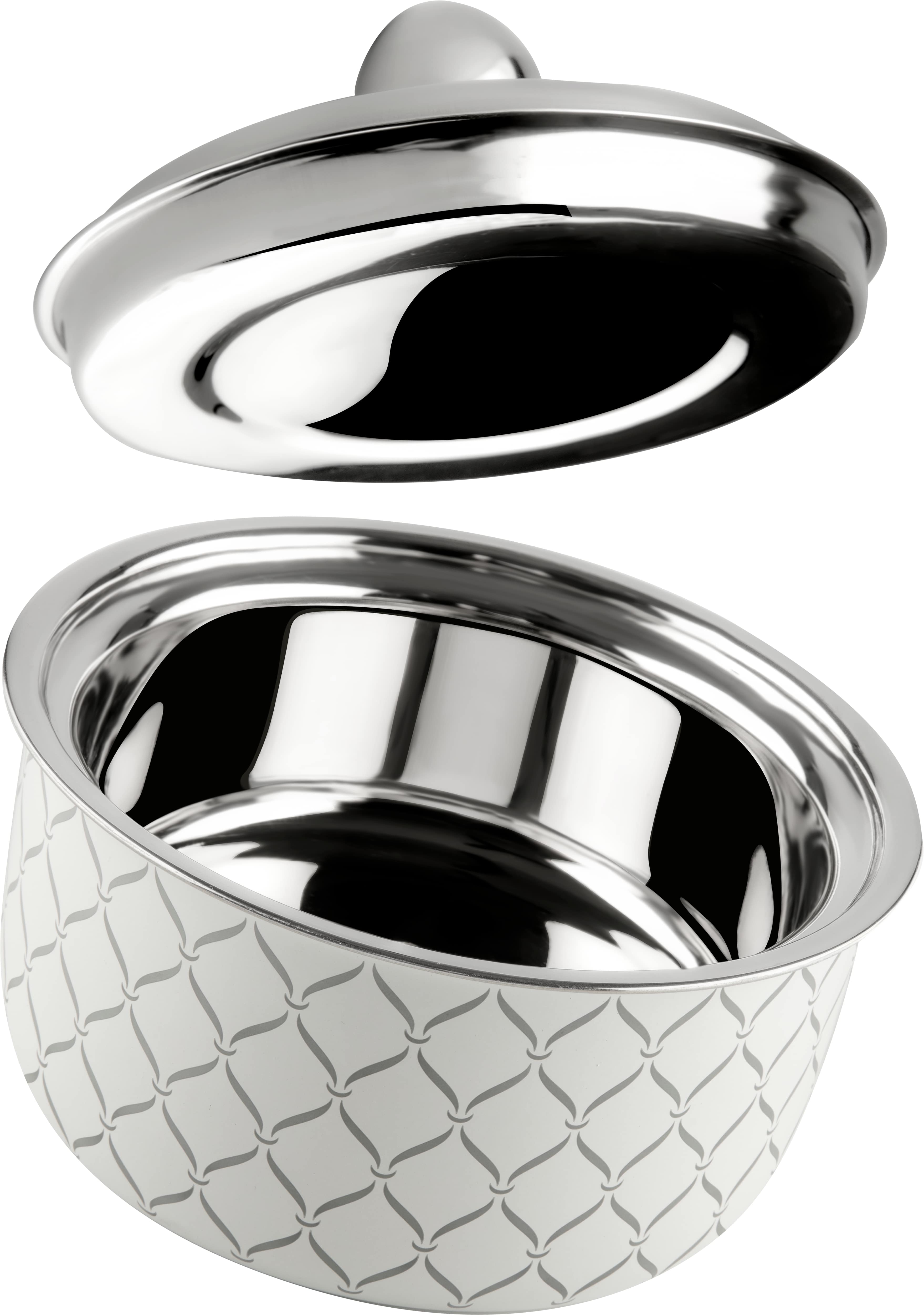 FnS Lecce Stainless Steel Double Wall Insulated Designer Casserole with Lid Elegant Hot Pot Food Warmer, Self Locking Press Lid, Hot Food Upto 8 Hour (850ml)
