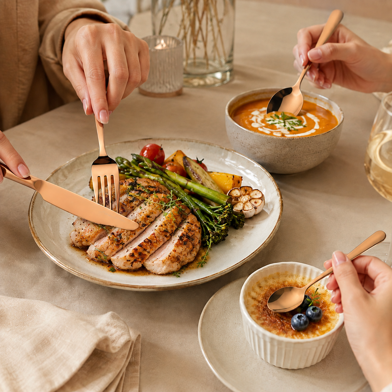 Vicky Ratnani by FnS Livo Rose Gold 24-Pc Stainless Steel Cutlery Set