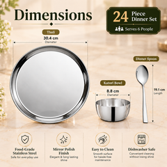 FnS Sovana 24-Pc Mirror Finish Stainless Steel Dinner Set