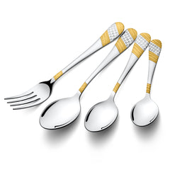 Fns Imperio 24 Karat Gold Plated 24 Pc Cutlery Set with Wooden Box