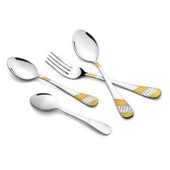 Fns Imperio 24 Karat Gold Plated 24 Pc Cutlery Set with Wooden Box