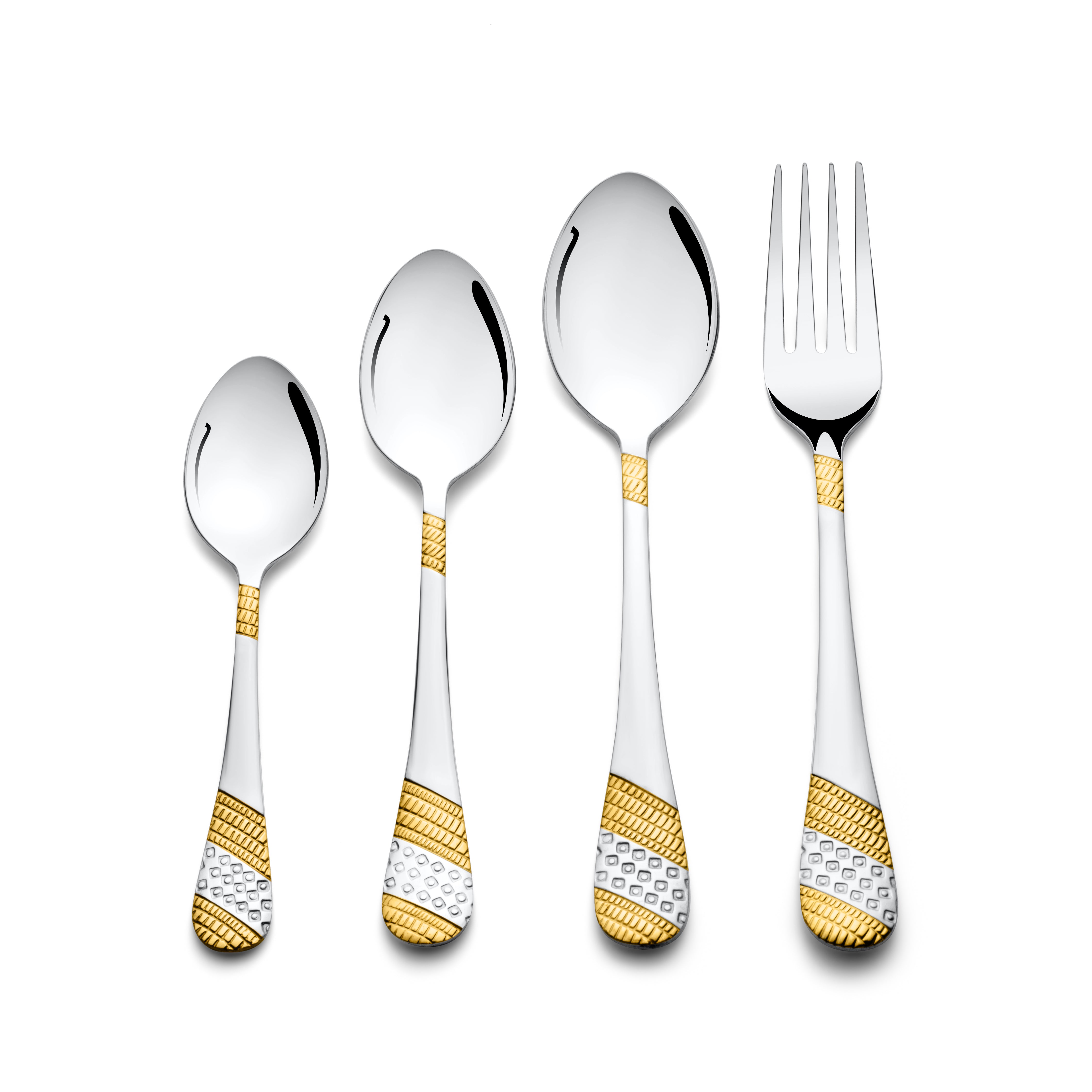 Fns Imperio 24 Karat Gold Plated 24 Pc Cutlery Set with Wooden Box