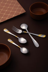 Fns Imperio 24 Karat Gold Plated 24 Pc Cutlery Set with Wooden Box