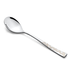FnS Motif 24 pcs Stainless Steel Dinner (6 Thali, 12 Katori (Bowl), 6 Dinner Spoon)
