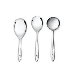 Montavo by FnS Trinity Stainless Steel Serving Tools Set of 3, 1 Gravy Ladle (chamcha), 1 Rice Server, 1 Veg Serving Spoon
