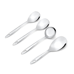 Montavo by FnS Trinity Stainless Steel Serving Tools Set of 4, 1 Gravy Ladle (chamcha), 1 Rice Server, 2 Veg Serving Spoon(Spatula)