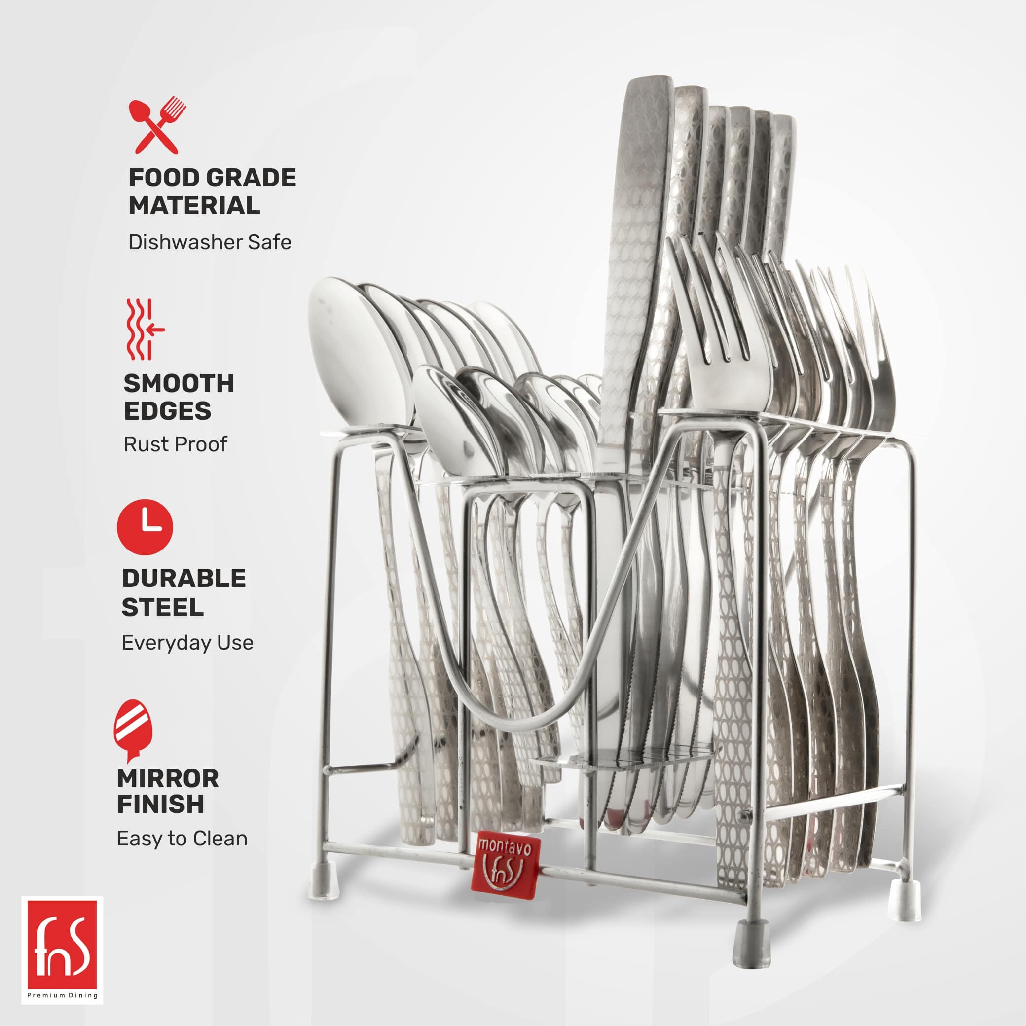 Montavo by FnS Novara Cutlery Set of 24 Pcs with Hanging Stand