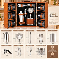 FnS Spirito 14 Pcs Bar Set with Premium Wooden Box