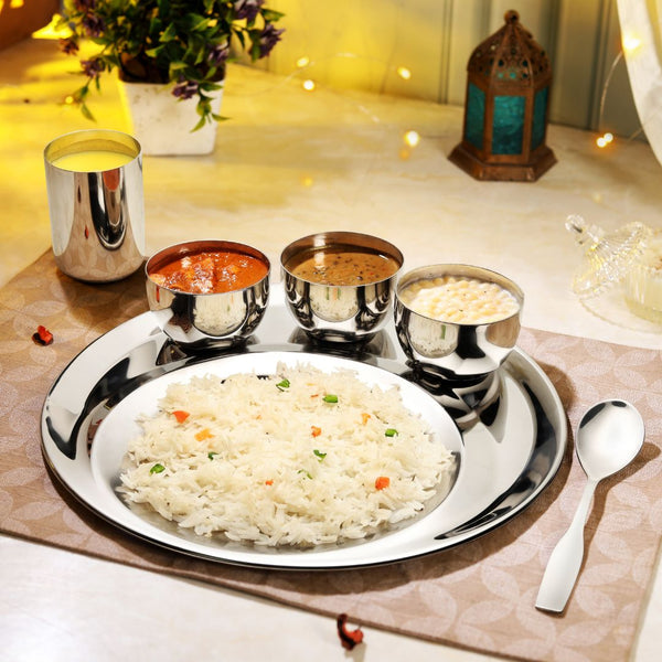 FnS Stainless Steel Dinner Thali 6 Pcs Set