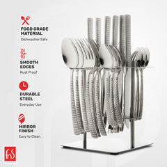 Montavo by FnS Magna 24 Karat Gold Plated 24 Pcs Cutlery Set with Hanging Stand
