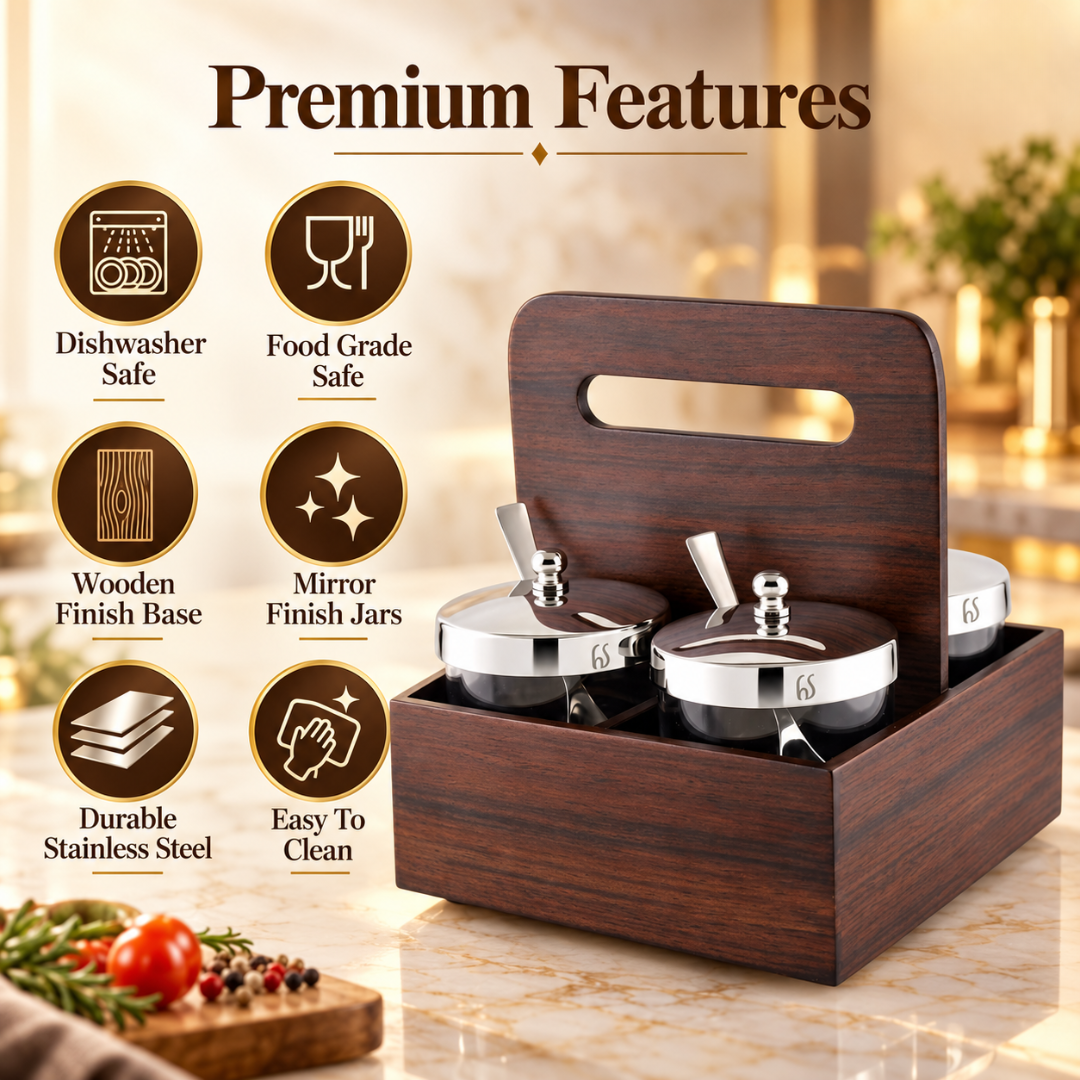 FnS Cadiz Wooden Revolving Condiment Set