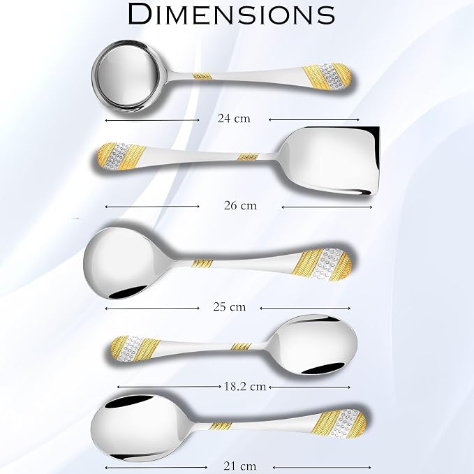 FnS Imperio 6-Pc 24K Gold Plated Stainless Steel Serving Spoon Set