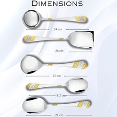 FnS Imperio 6-Pc 24K Gold Plated Stainless Steel Serving Spoon Set