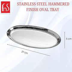 FnS Oval Hammered Finish Stainless Steel Deep Serving Platter