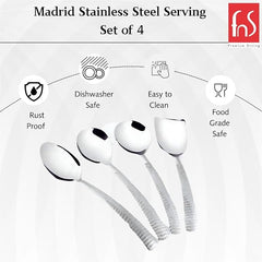 FnS Madrid 4-Pc Stainless Steel Hammered Handle Serving Set