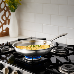 FnS NuChef Cookware Triply Frypan 22 CM With Stay-Cool Handles | Even Heat Distribution, Durable & Rust-Free Cookware