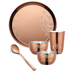 FnS Leheren Stainless Steel Rose Gold 5 pcs Dinner Thali set