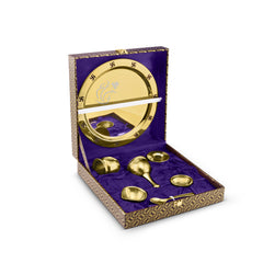 Vandan Pooja Thali Gold Finish 7 Pcs Set