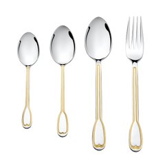 FnS Fano 24 Karat Gold Plated on Handle Stainless Steel 24 Pc Cutlery Set with Hanging Stand (6 Dinner Spoons, 6 Dinner Fork & 6 Teaspoons, 6 Baby Spoon)