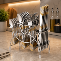 FnS Imperio 24 Karat Gold Plated 24 Pc Cutlery Set
