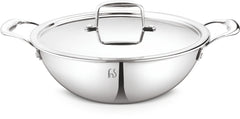 FnS NuChef Cookware Triply Kadai 24 CM With Lid