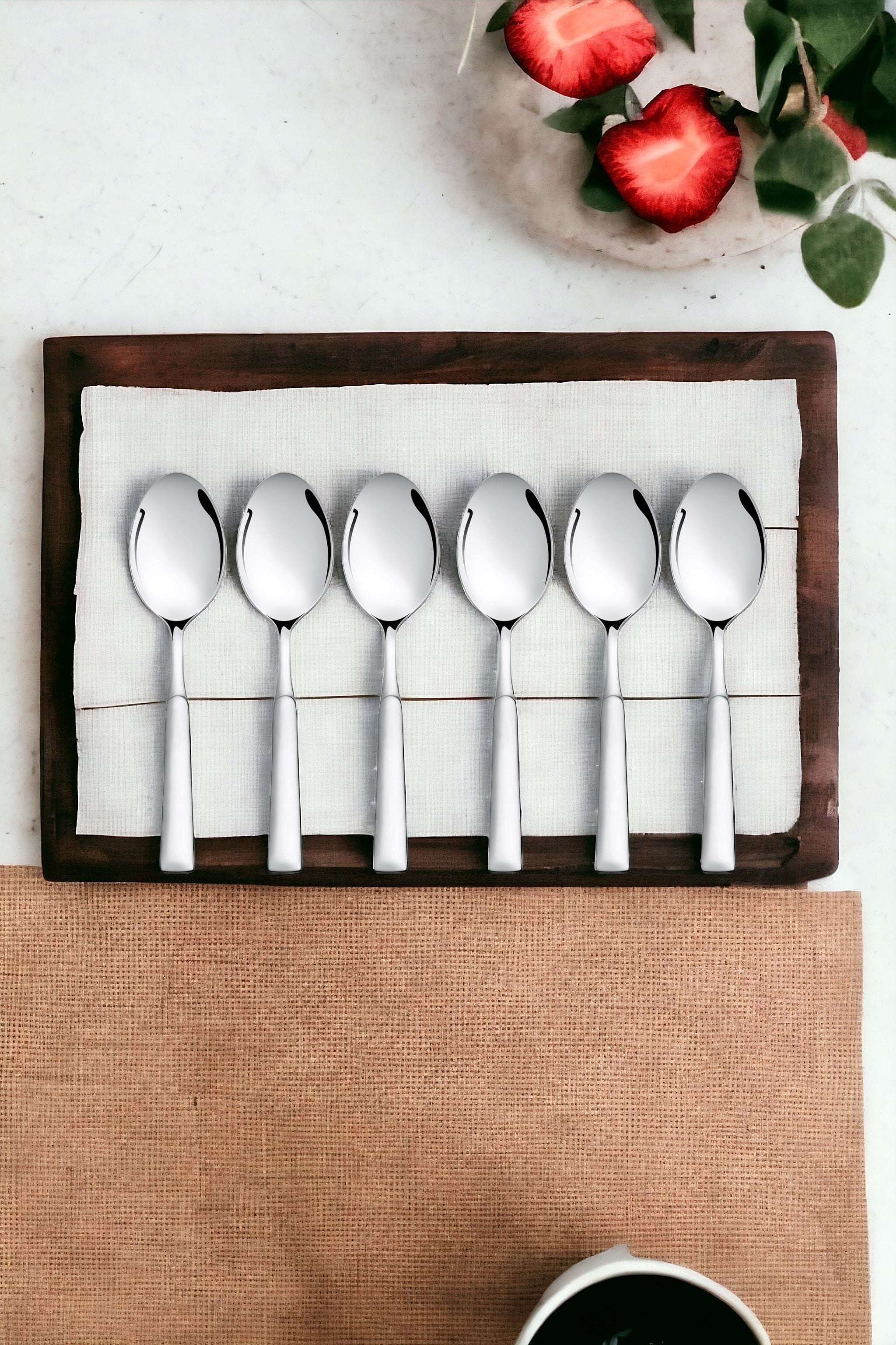 Montavo by FnS Lisbon Stainless Steel Teaspoon Set of 6 Spoons, for Home, Kitchen and Dinning