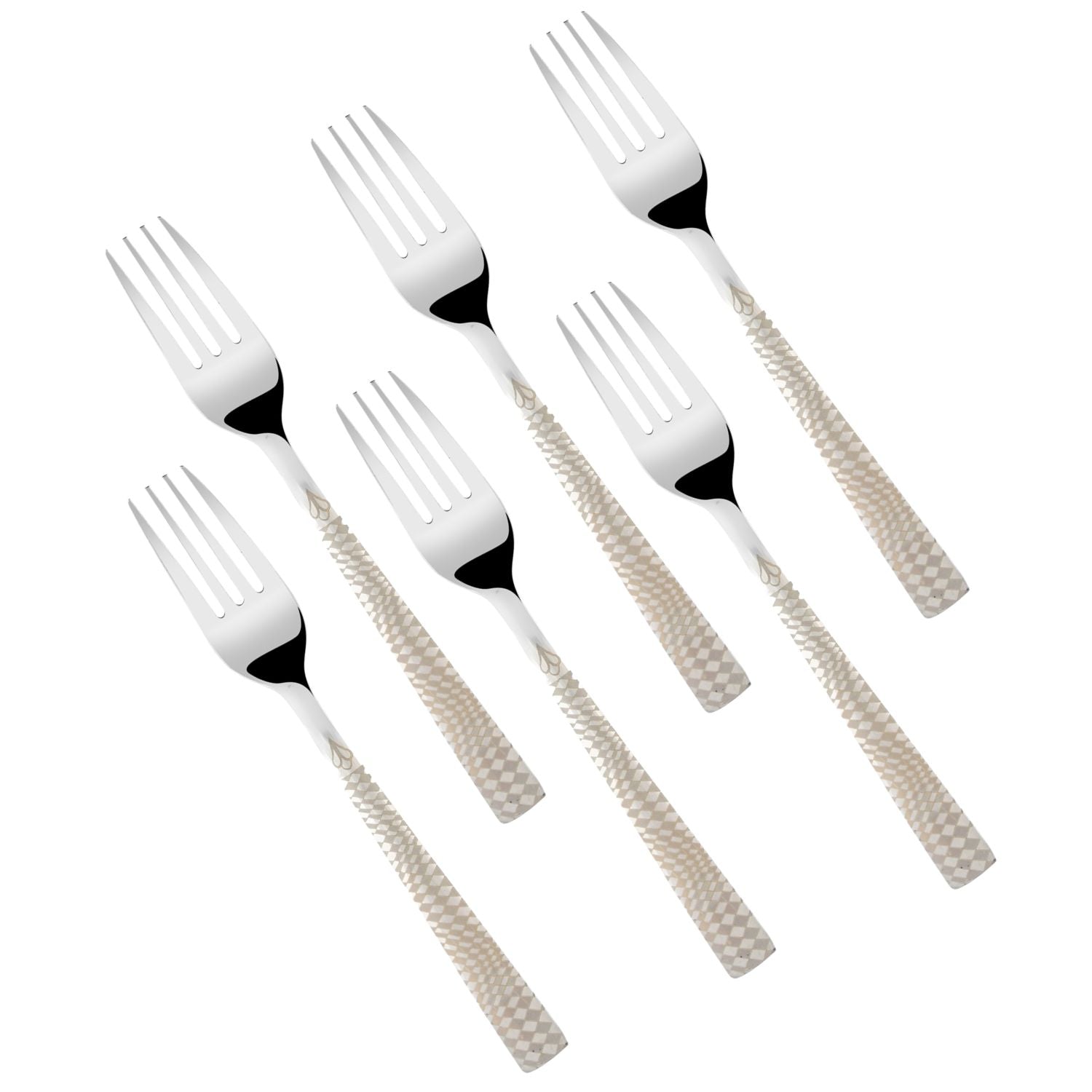 Montavo by FnS Lush Laser Design Stainless Steel 6 Pcs Dinner Fork Set