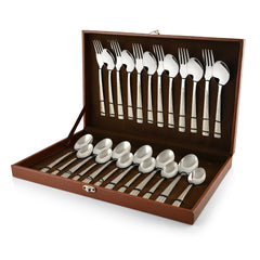 Montavo by FnS Lush 24 Pc Laser Engraving Cutlery set with Leatherette Box Packaging