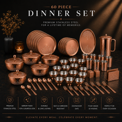 FnS LEHEREN Stainless Steel Rose Gold Dinner Set (60pcs)